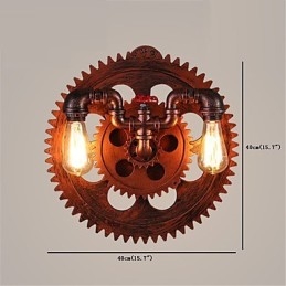 2 Cabeças Vintage Industrial Luzes de Parede Madeira Engrenagem Forma Luzes Restaurante Café Bar Decoração Arandelas de Parede