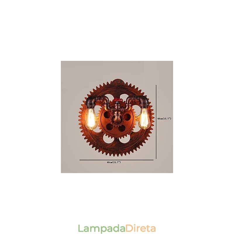 2 Cabeças Vintage Industrial Luzes de Parede Madeira Engrenagem Forma Luzes Restaurante Café Bar Decoração Arandelas de Parede