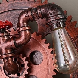 2 Cabeças Vintage Industrial Luzes de Parede Madeira Engrenagem Forma Luzes Restaurante Café Bar Decoração Arandelas de Parede