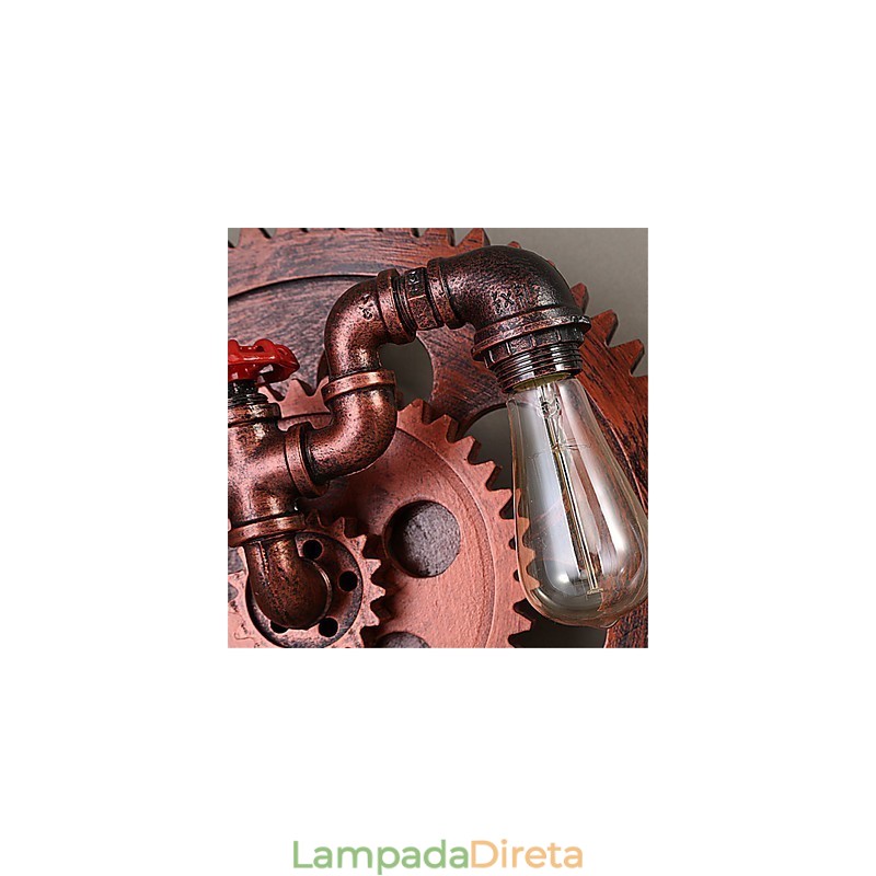 2 Cabeças Vintage Industrial Luzes de Parede Madeira Engrenagem Forma Luzes Restaurante Café Bar Decoração Arandelas de Parede