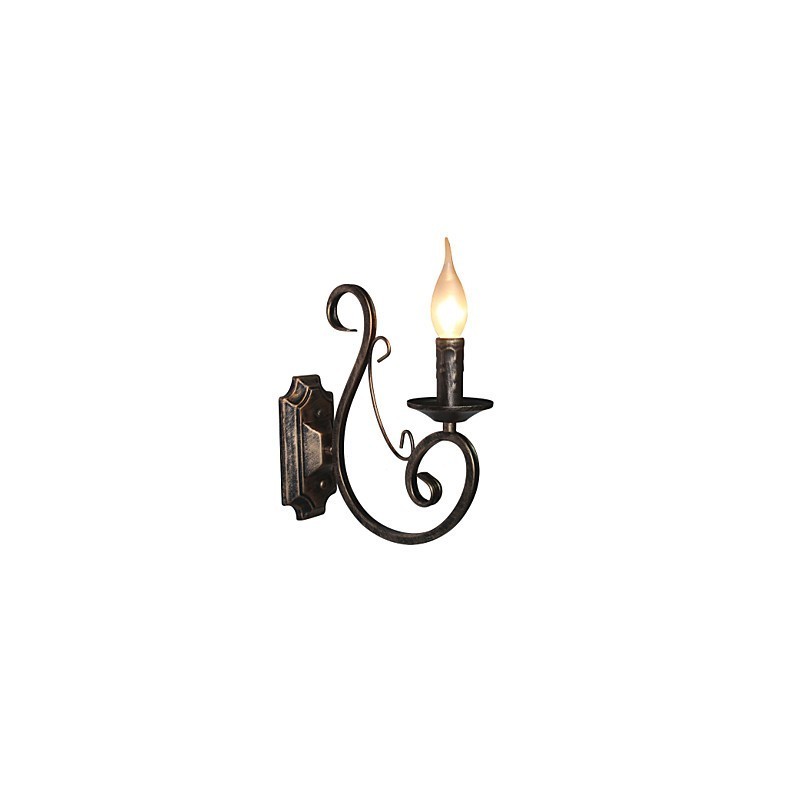 Mini luminária de parede retrô para corredor, luminária de parede em formato de vela de metal