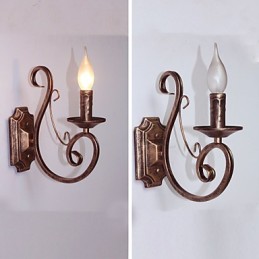 Mini luminária de parede retrô para corredor, luminária de parede em formato de vela de metal