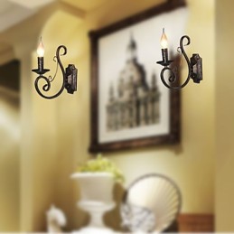 Mini luminária de parede retrô para corredor, luminária de parede em formato de vela de metal