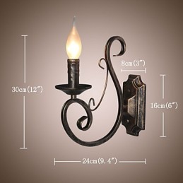 Mini luminária de parede retrô para corredor, luminária de parede em formato de vela de metal