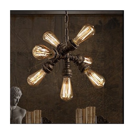 Cano de água industrial americano estilo retrô vento 7 luzes lustre pendente Cano de água industrial americano estilo retrô vento 7 luzes lustre pendente