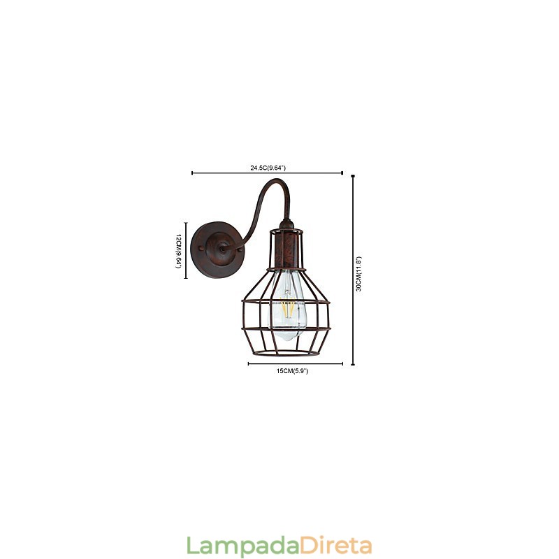 Aplique de parede Aplique de parede Luminária de parede retrô cor ferrugem