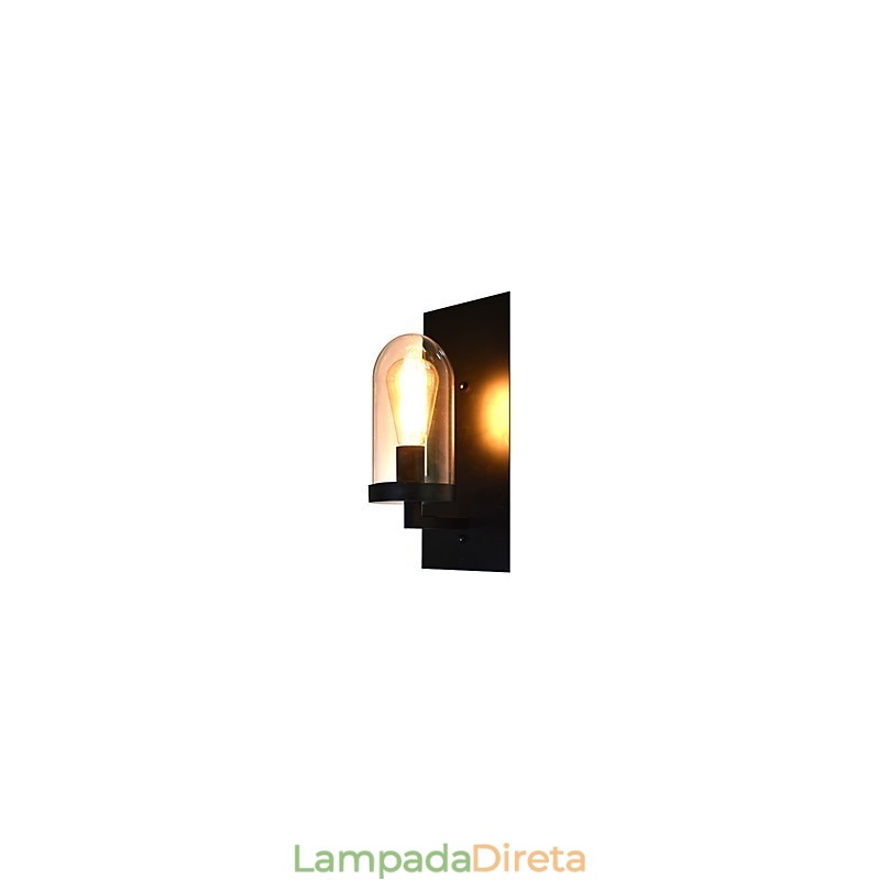Luminária de parede de aço pintado, decoração de café americano preto e branco, luminária de parede retrô, lâmpada de sabre de luz na parede