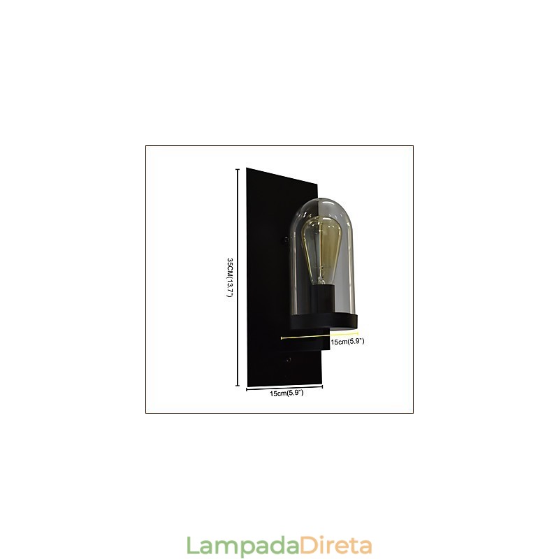 Luminária de parede de aço pintado, decoração de café americano preto e branco, luminária de parede retrô, lâmpada de sabre de luz na parede