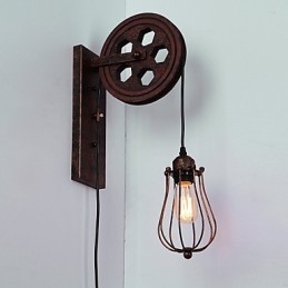 Luminária de parede de ferro retrô industrial personalidade criativa luminária de parede com polia elevatória