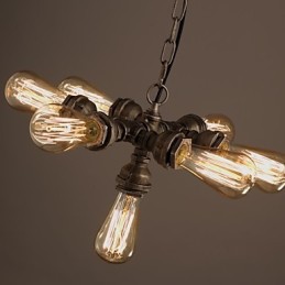 Cano de água industrial americano estilo retrô vento 7 luzes lustre pendente
