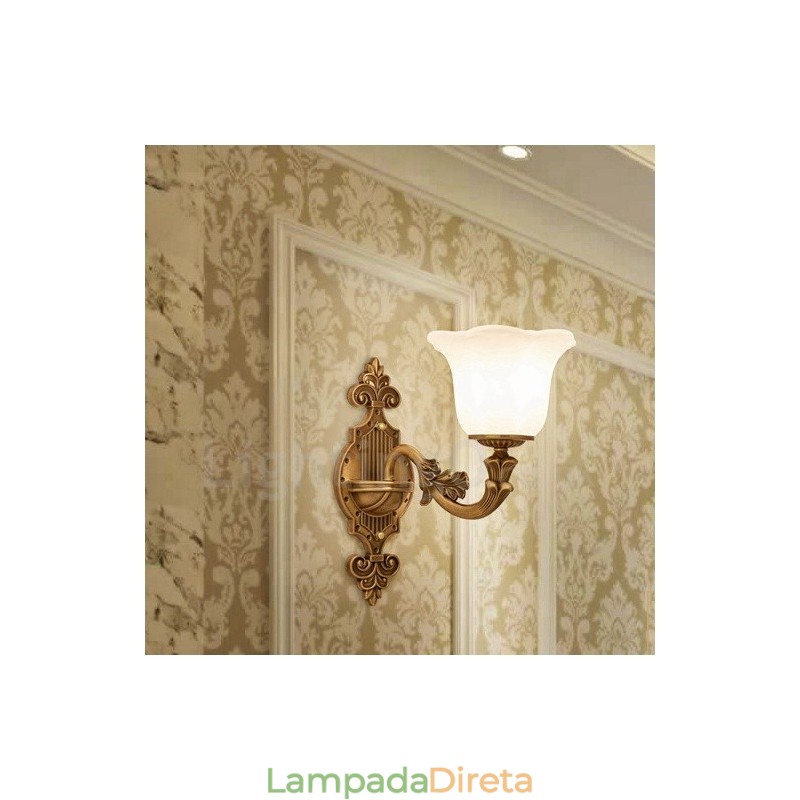 Luminária de parede clássica tradicional de luz única para sala de estar, sala de jantar, quarto, metal, luxo, interior