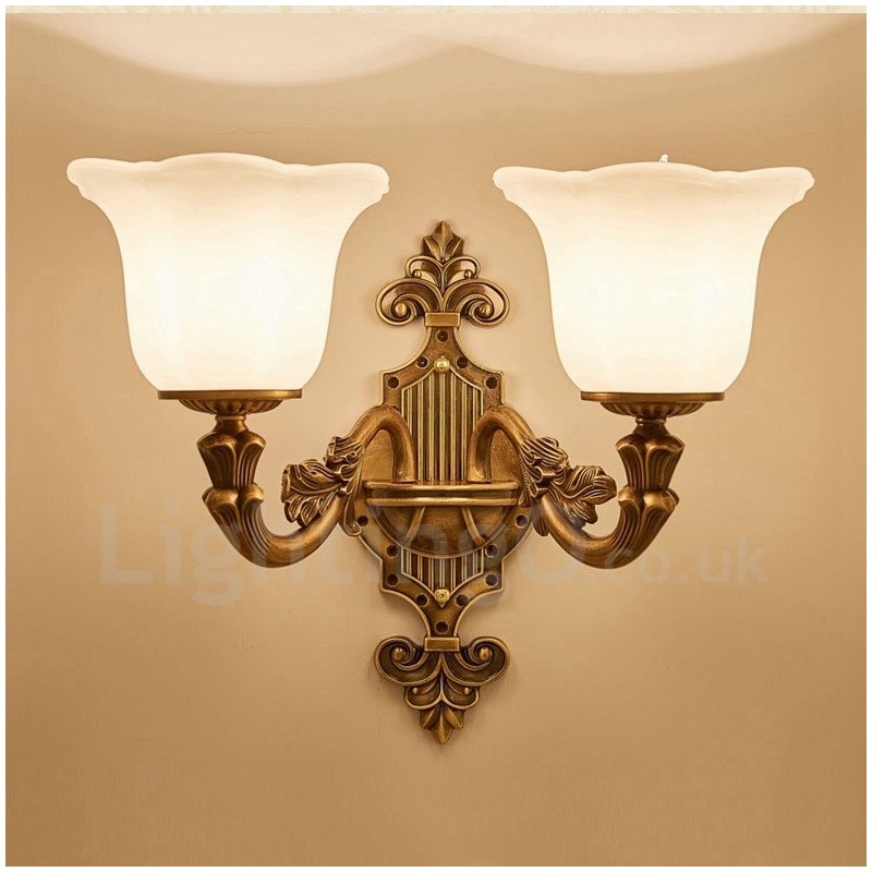 2 Luzes Tradicionais Clássicas Sala de Estar Sala de Jantar Quarto de Cama Metal Luxo Luminárias de Parede Internas
