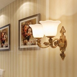 2 Luzes Tradicionais Clássicas Sala de Estar Sala de Jantar Quarto de Cama Metal Luxo Luminárias de Parede Internas