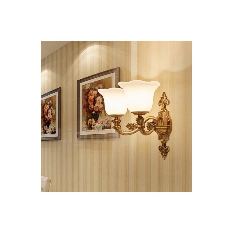 2 Luzes Tradicionais Clássicas Sala de Estar Sala de Jantar Quarto de Cama Metal Luxo Luminárias de Parede Internas