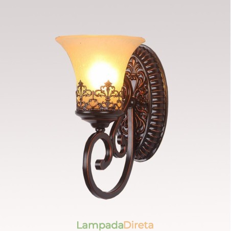 Luminária de parede interna de metal para sala de estar e sala de jantar rústica com luz única Luminária de parede interna de metal para sala de estar e sala de jantar rústica com luz única