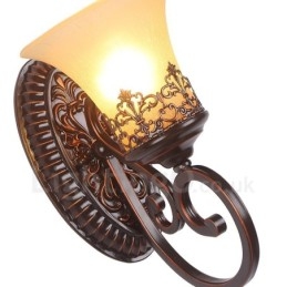 Luminária de parede interna de metal para sala de estar e sala de jantar rústica com luz única