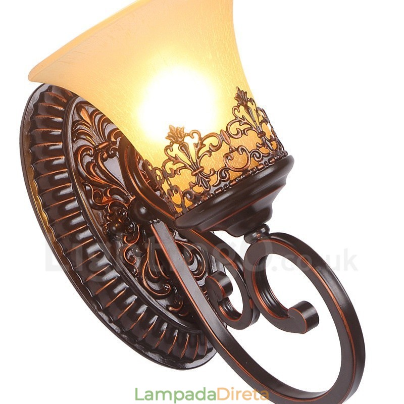 Luminária de parede interna de metal para sala de estar e sala de jantar rústica com luz única