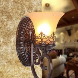 Luminária de parede interna de metal para sala de estar e sala de jantar rústica com luz única