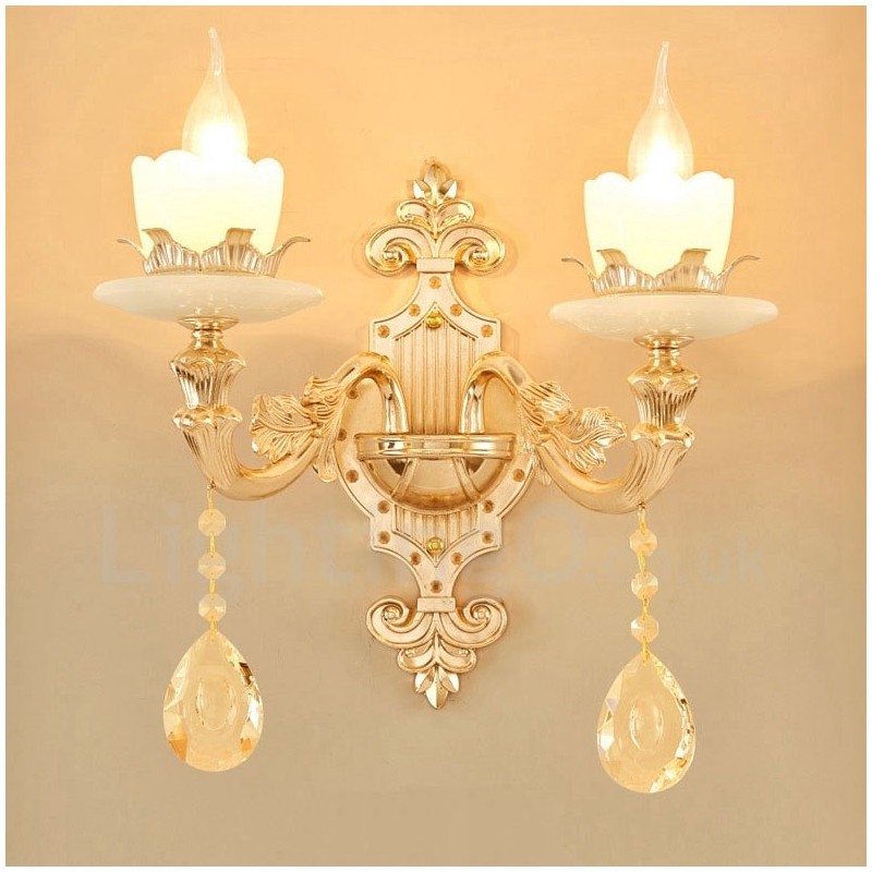 2 Luzes Tradicionais Clássicas Sala de Estar Sala de Jantar Quarto de Dormir Metal Apliques de Parede Internos