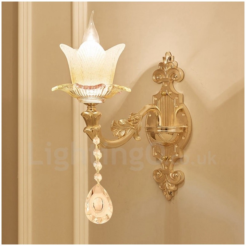 Luminária de parede interna tradicional clássica de luz única para sala de estar, sala de jantar, quarto, vela de metal