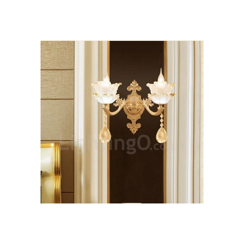 2 Luzes Tradicionais Clássicas Sala de Estar Sala de Jantar Quarto de Dormir Metal Apliques de Parede Internos