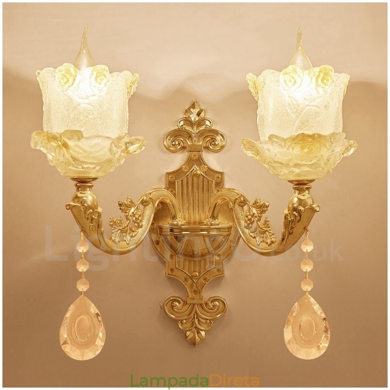2 Luzes Tradicionais Clássicas Sala de Estar Sala de Jantar Quarto de Dormir Metal Apliques de Parede Internos