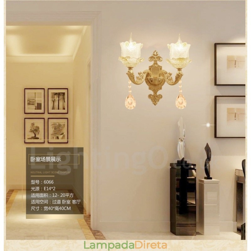 2 Luzes Tradicionais Clássicas Sala de Estar Sala de Jantar Quarto de Dormir Metal Apliques de Parede Internos