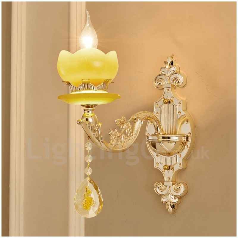 Luminária de parede clássica tradicional de luz única para sala de estar, sala de jantar, quarto, metal, luxo, interior