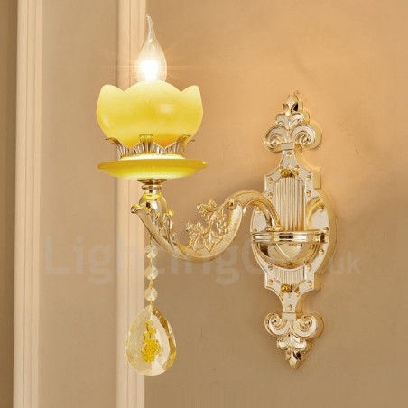 Luminária de parede clássica tradicional de luz única para sala de estar, sala de jantar, quarto, metal, luxo, interior