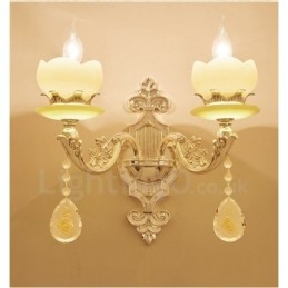 2 Luzes Tradicionais Clássicas Sala de Estar Sala de Jantar Quarto de Dormir Metal Apliques de Parede Internos