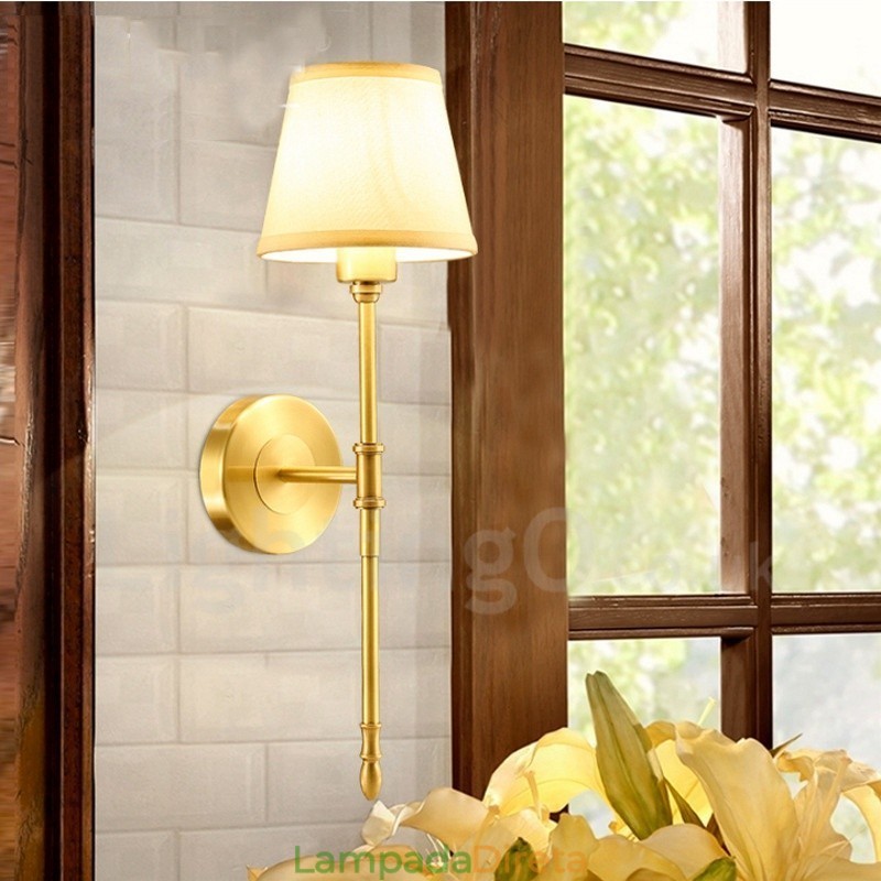 Apliques de parede para interiores de cobre clássico tradicional de luz única