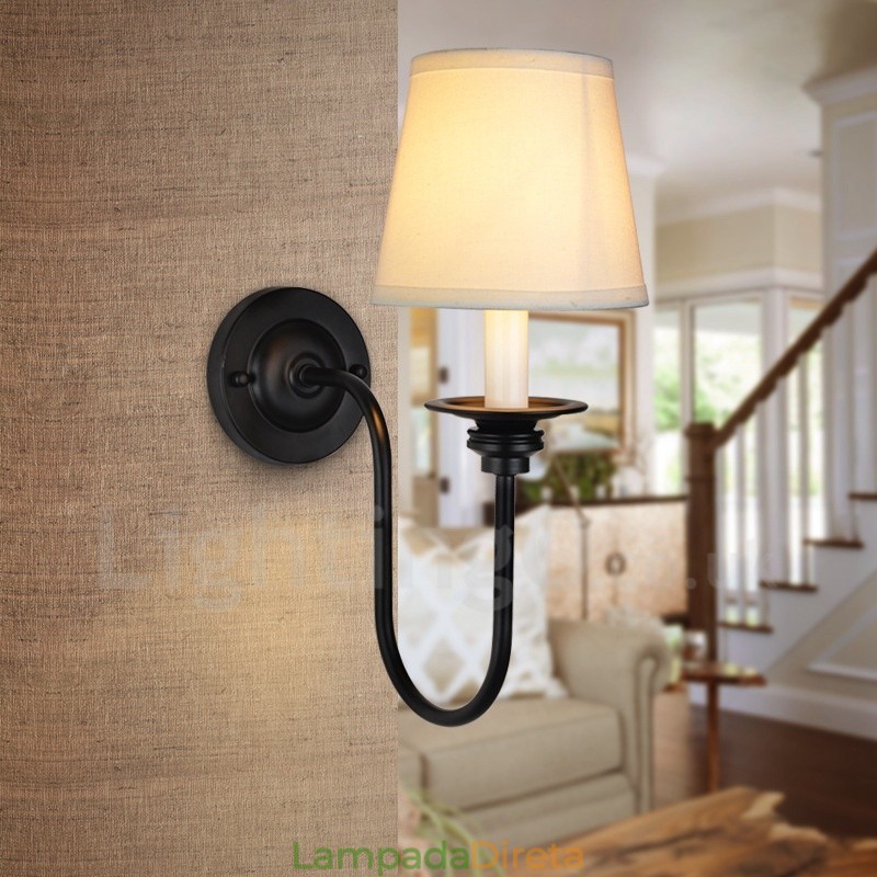 Apliques de parede clássicos tradicionais de luz única para interiores