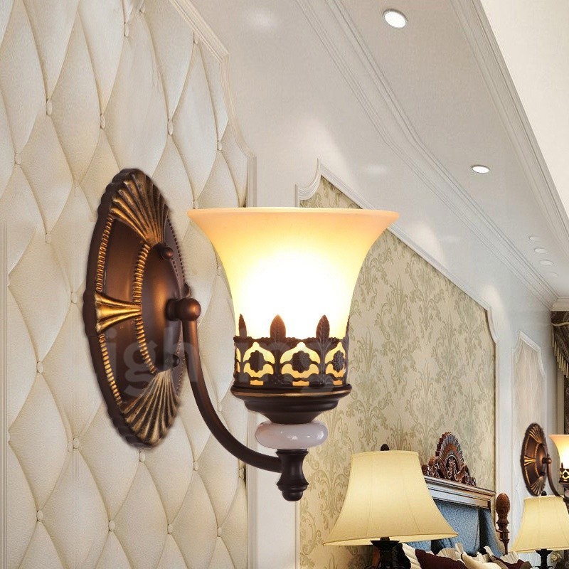 Luminária de parede interna de metal tradicional clássica para sala de estar, sala de jantar e quarto