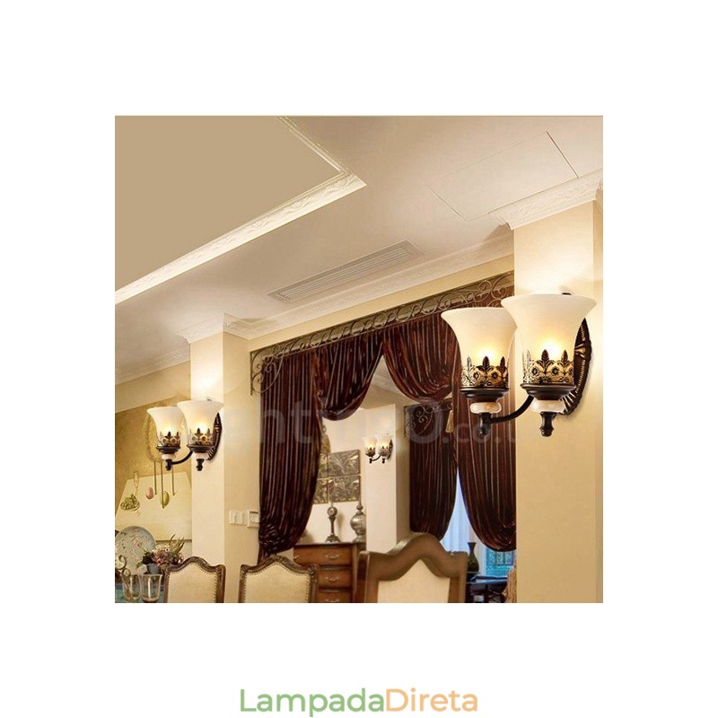 2 Luzes Tradicionais Clássicas Sala de Estar Sala de Jantar Quarto de Dormir Metal Apliques de Parede Internos
