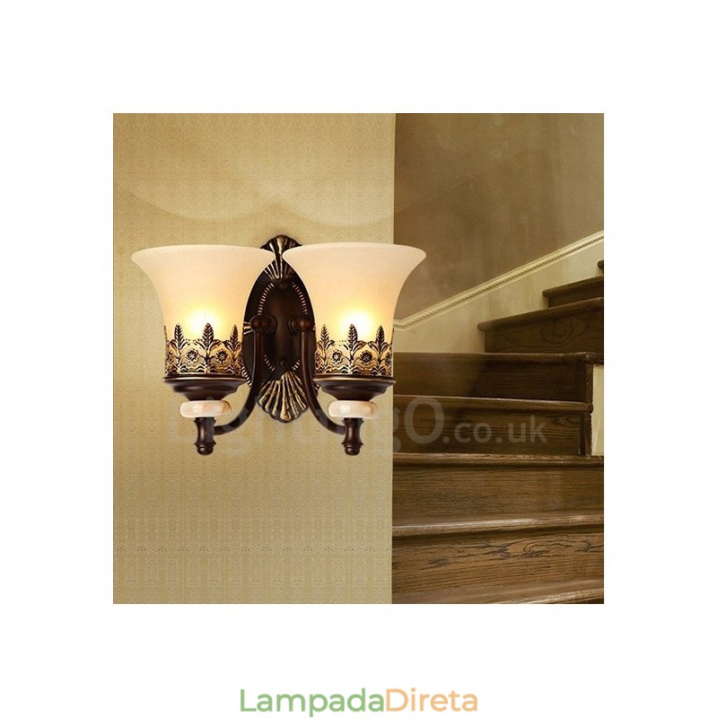 2 Luzes Tradicionais Clássicas Sala de Estar Sala de Jantar Quarto de Dormir Metal Apliques de Parede Internos