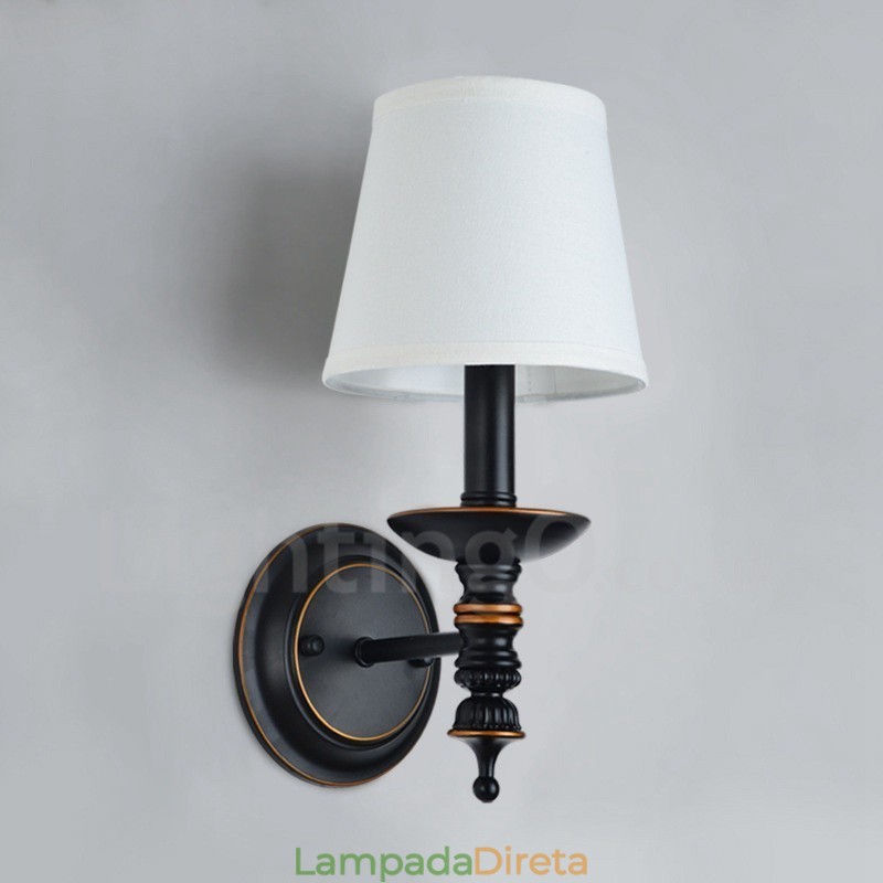 Apliques de parede clássicos tradicionais de luz única para interiores