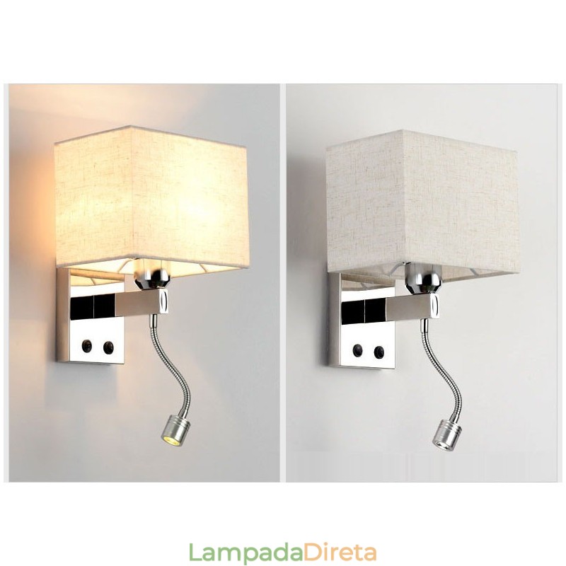 Luminária de parede moderna para leitura em tecido criativo para corredor e varanda