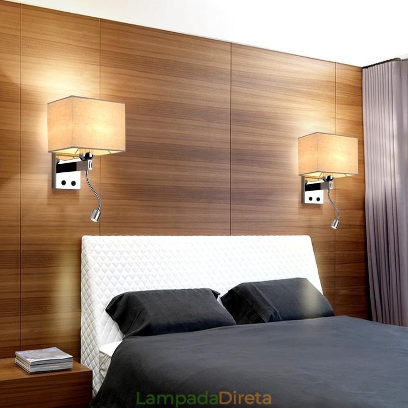 Luminária de parede moderna para leitura em tecido criativo para corredor e varanda