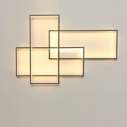 Luminária de teto moderna contemporânea em alumínio com pintura embutida em parede com dimmer remoto para sala de estar e quarto