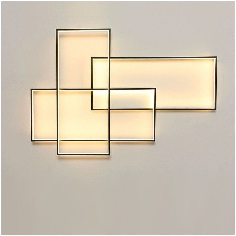 Luminária de teto moderna contemporânea em alumínio com pintura embutida em parede com dimmer remoto para sala de estar e quarto