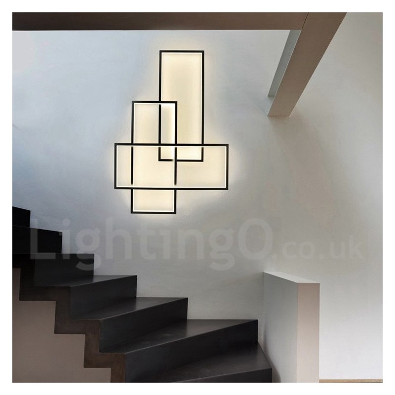Luminária de teto moderna contemporânea em alumínio com pintura embutida em parede com dimmer remoto para sala de estar e quarto