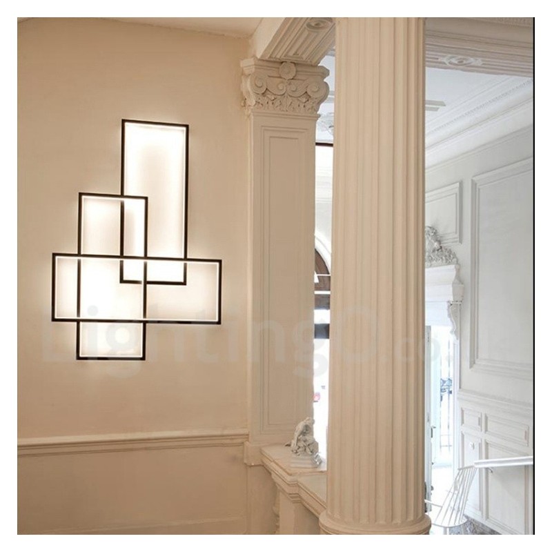 Luminária de teto moderna contemporânea em alumínio com pintura embutida em parede com dimmer remoto para sala de estar e quarto