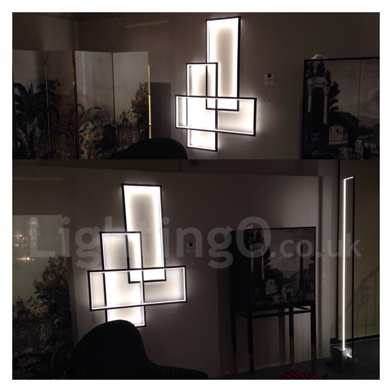 Luminária de teto moderna contemporânea em alumínio com pintura embutida em parede com dimmer remoto para sala de estar e quarto