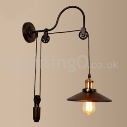 Retro Flush Mounted Wall Lights Corredor Bar Café Quarto Estudo Loft Polia Luminária de Parede