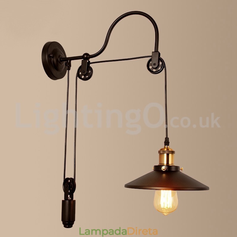 Retro Flush Mounted Wall Lights Corredor Bar Café Quarto Estudo Loft Polia Luminária de Parede