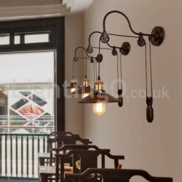 Retro Flush Mounted Wall Lights Corredor Bar Café Quarto Estudo Loft Polia Luminária de Parede