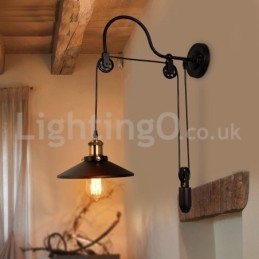 Retro Flush Mounted Wall Lights Corredor Bar Café Quarto Estudo Loft Polia Luminária de Parede