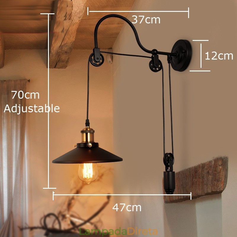 Retro Flush Mounted Wall Lights Corredor Bar Café Quarto Estudo Loft Polia Luminária de Parede