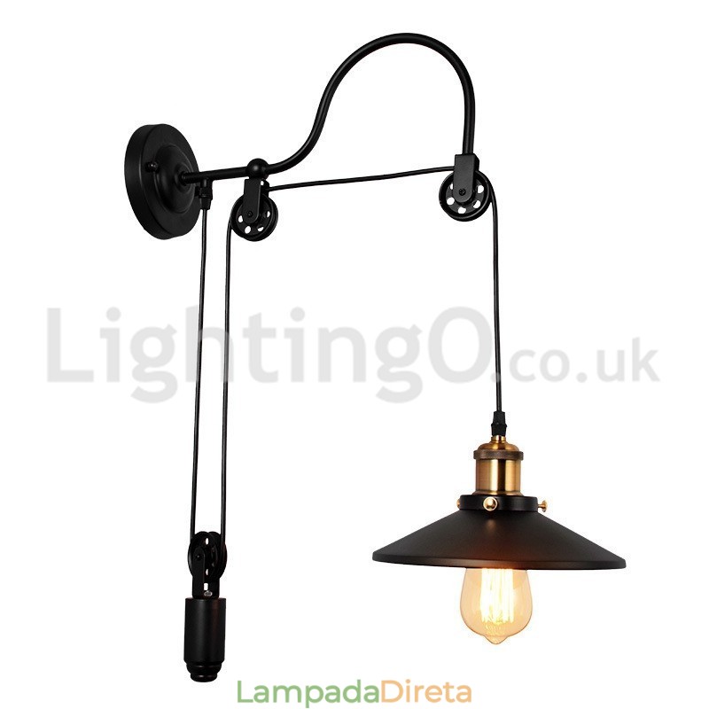 Retro Flush Mounted Wall Lights Corredor Bar Café Quarto Estudo Loft Polia Luminária de Parede