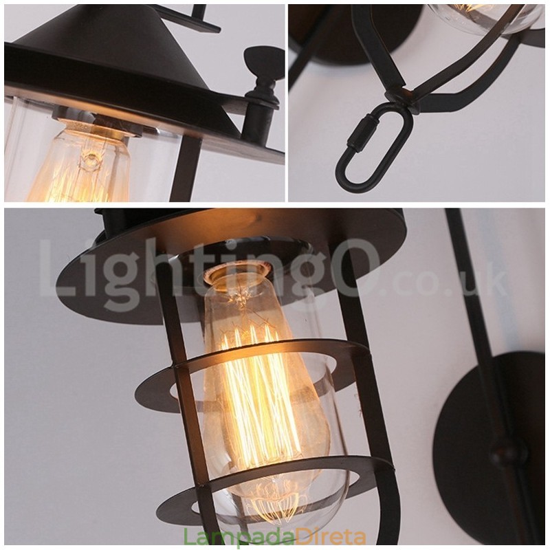 Luminária de parede retrô Dock Black Wharf Luzes de parede Dock Sconce Restaurante Sala de estar Café Bar Loja de roupas